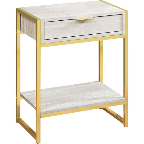 Seneca 24 X 20 inch Beige and Gold Accent End Table or Night Stand