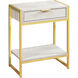 Seneca 24 X 20 inch Beige and Gold Accent End Table or Night Stand