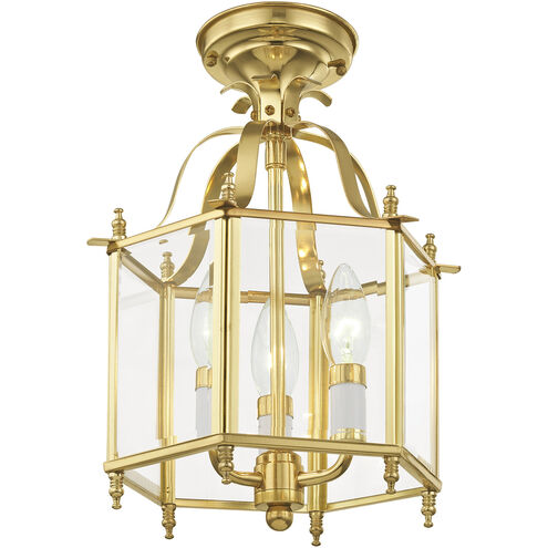 Livingston 3 Light 10 inch Polished Brass Convertible Mini Pendant/Ceiling Mount Ceiling Light