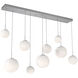 Gaia LED Classic Silver Linear Multi-Pendant Ceiling Light in 3000K LED, Opal White