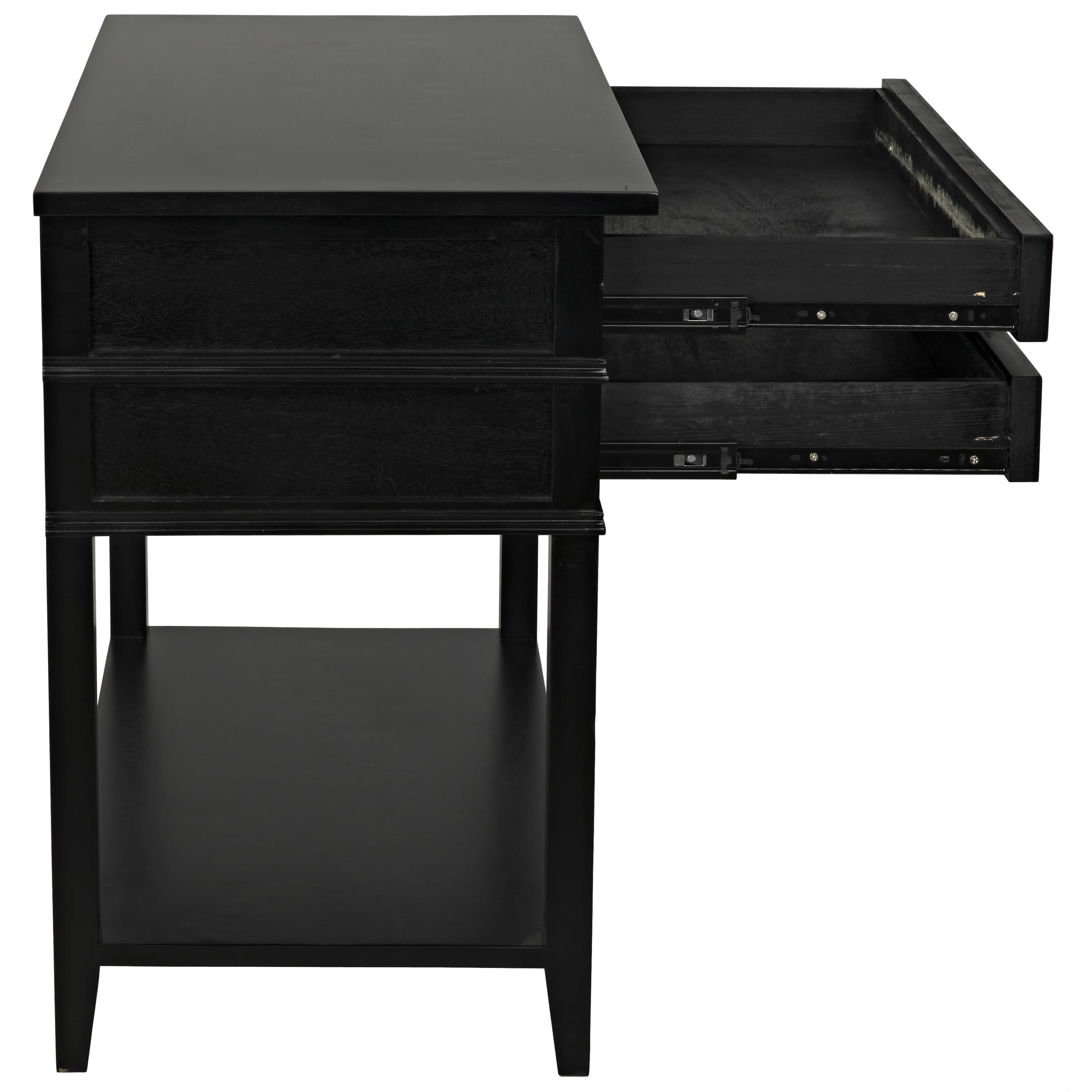 Colonial 35 X 32 inch Distressed Black Side Table, 2 Drawer