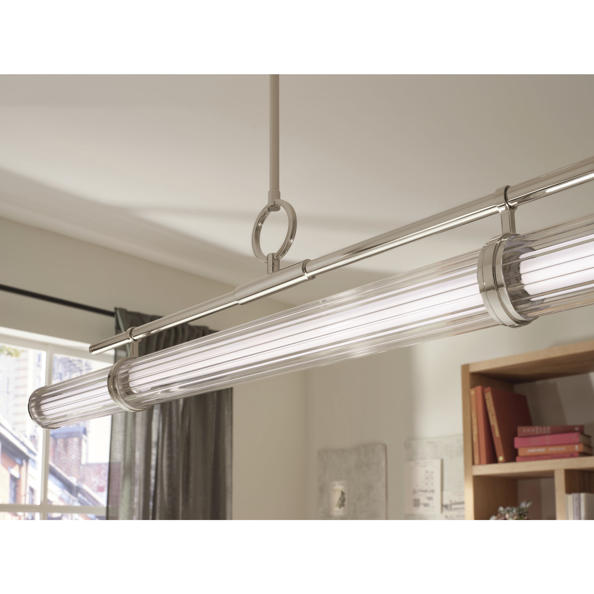 Riven LED 8 inch Polished Nickel Chandelier Linear Ceiling Light