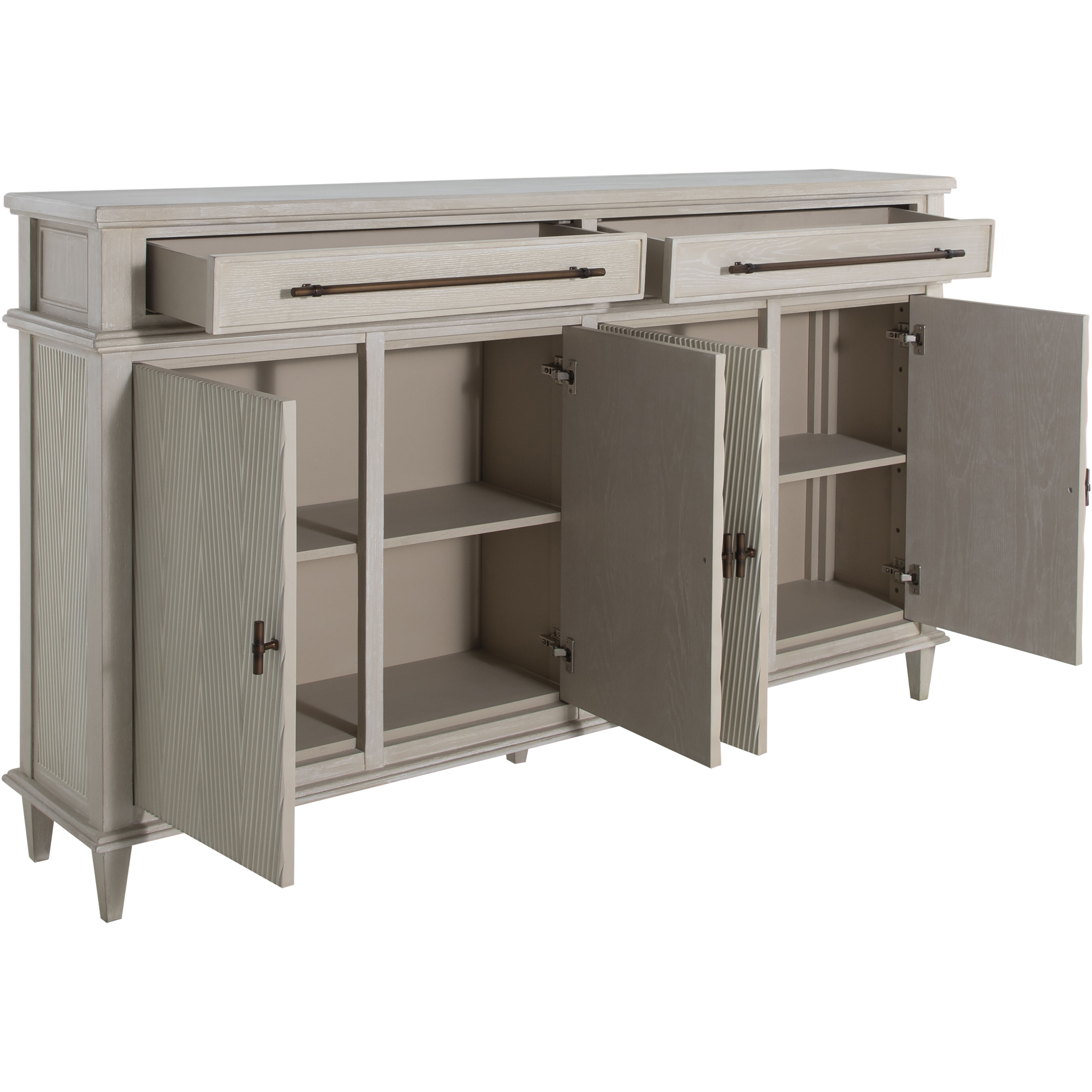 Isaac Cerused White and Sesame White Long Cabinet