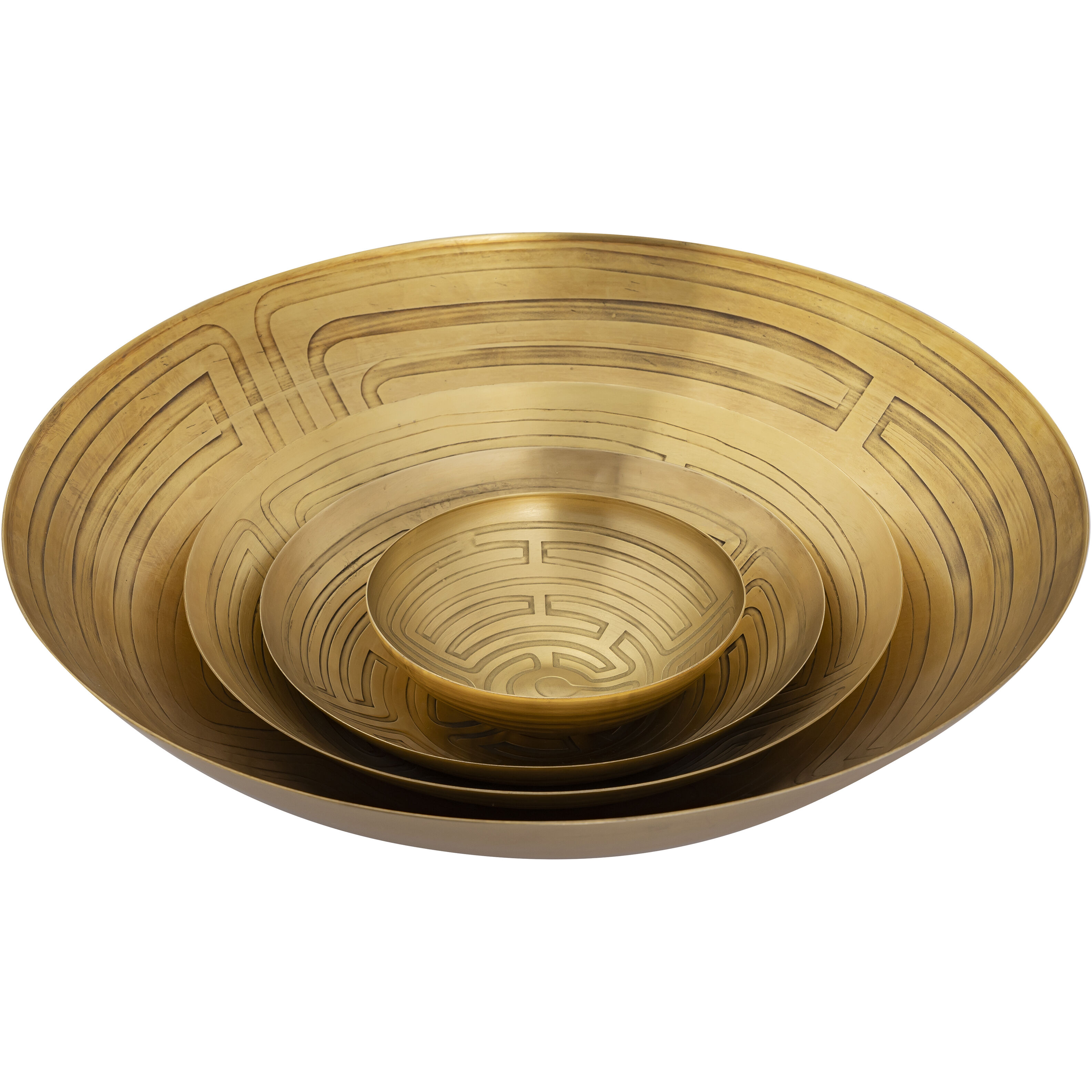 Maze 13 X 3.25 inch Bowl in Antique Brass, Set of 3