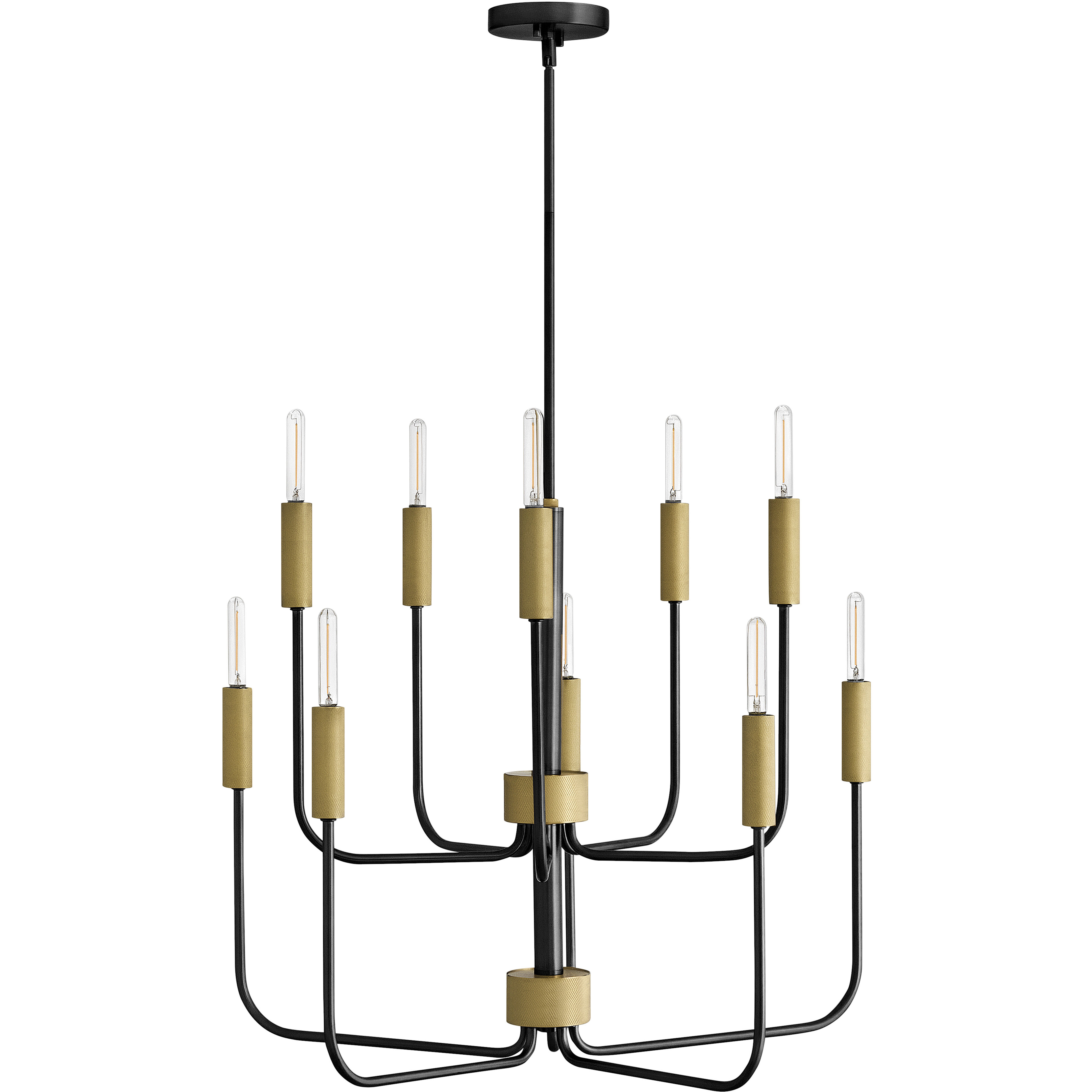 Austen 10 Light 30 inch Black with Lacquered Brass Chandelier Ceiling Light