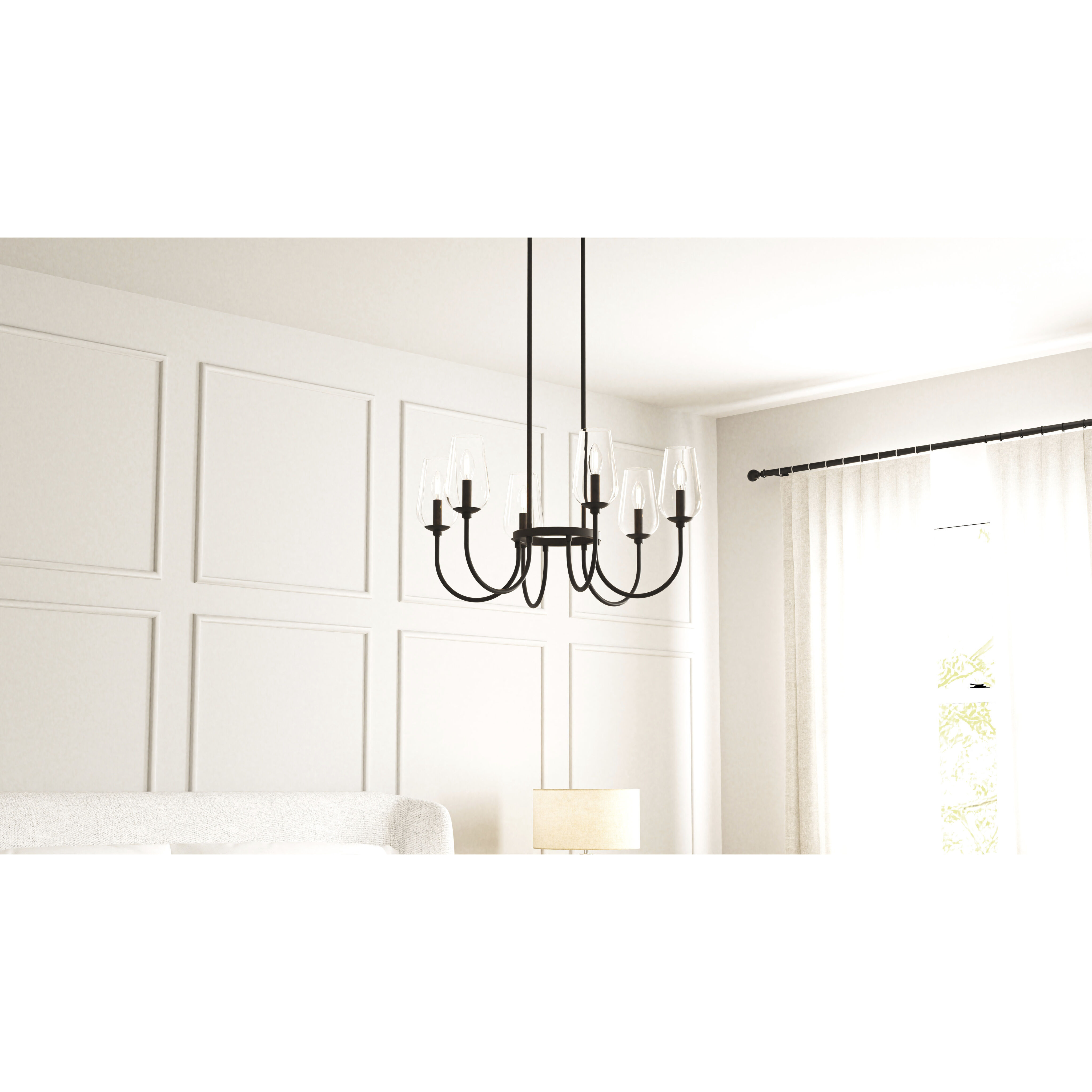 Viscount 6 Light 28 inch Matte Black Chandelier Ceiling Light
