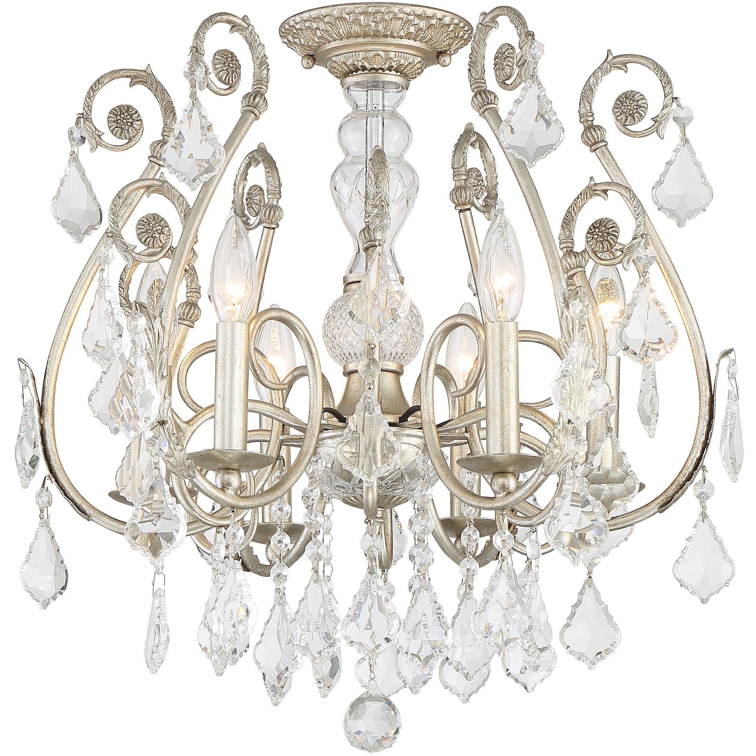 Regis 6 Light 20 inch Olde Silver Semi Flush Ceiling Light