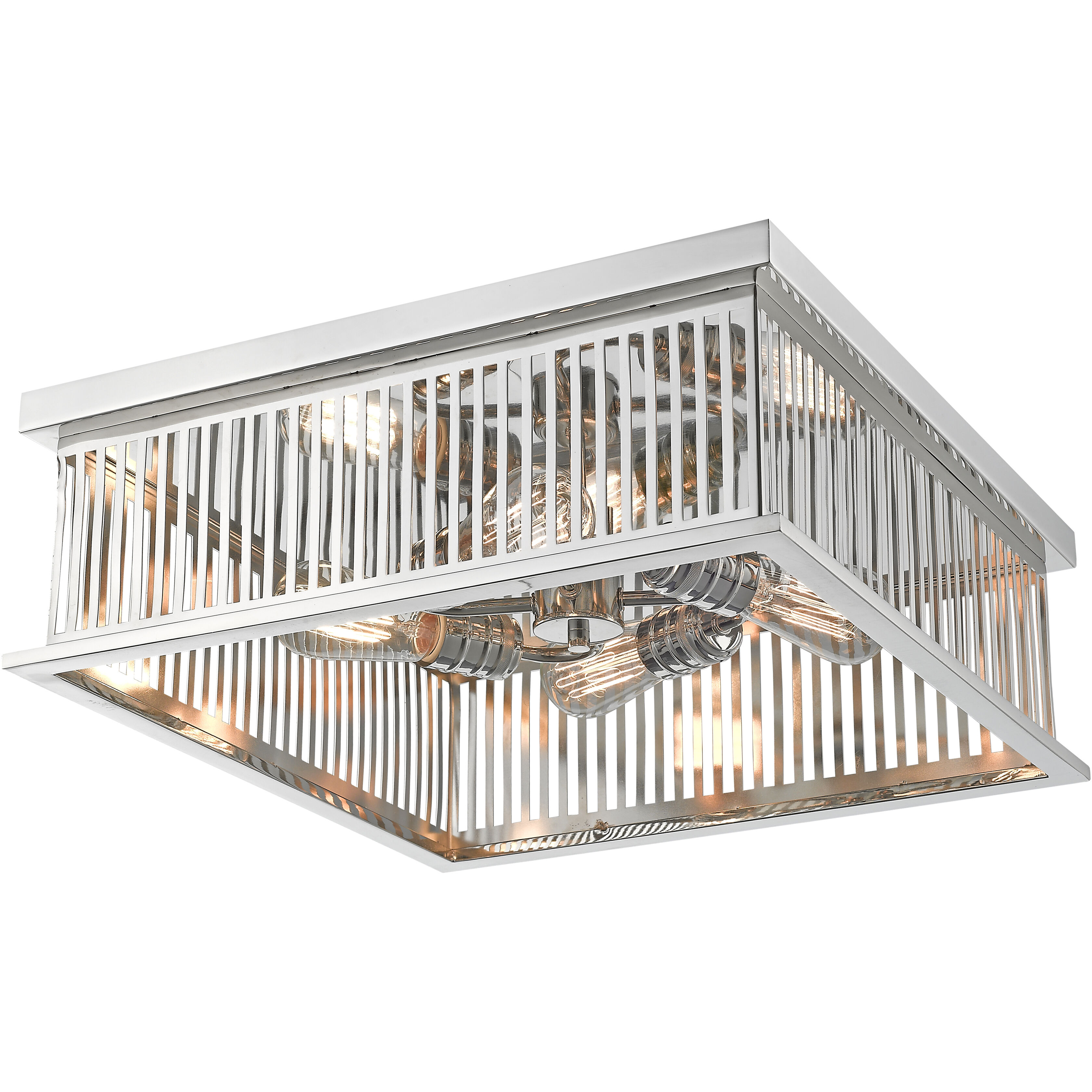 Camellia 4 Light 18 inch Polished Nickel Flush Mount Ceiling Light in Polished Nickel Steel