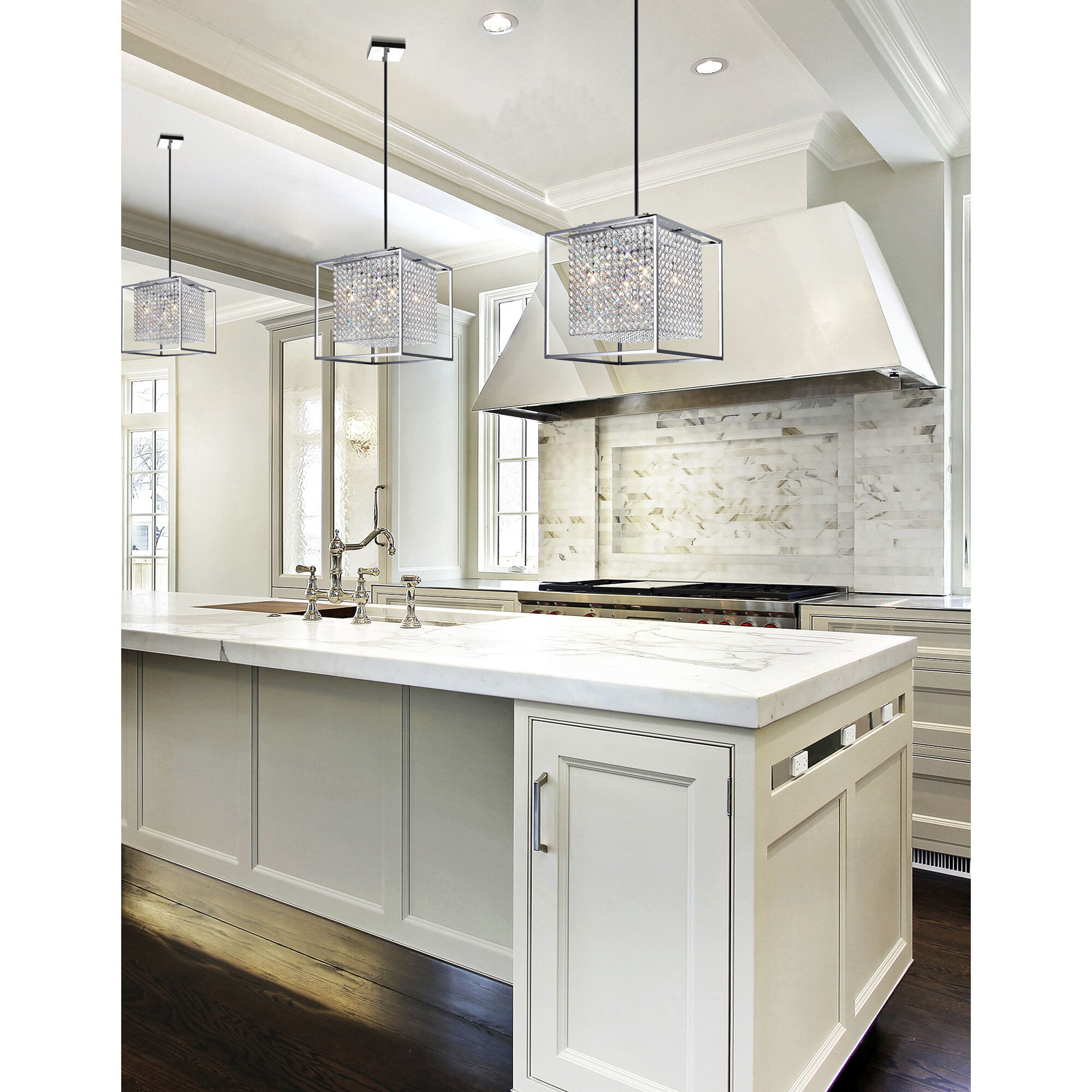 Cube 5 Light 14 inch Chrome Chandelier Ceiling Light