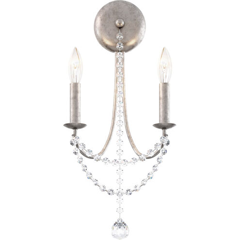 Verdana 2 Light 4 inch Antique Silver ADA Wall Sconce Wall Light in Optic