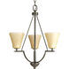 Bravo 3 Light 18 inch Antique Bronze Hall & Foyer Ceiling Light in Etched Umber Linen Glass