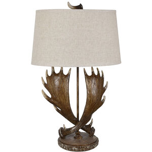 Moose Run 32 inch 150.00 watt Handfinished Brown and White Table Lamp Portable Light