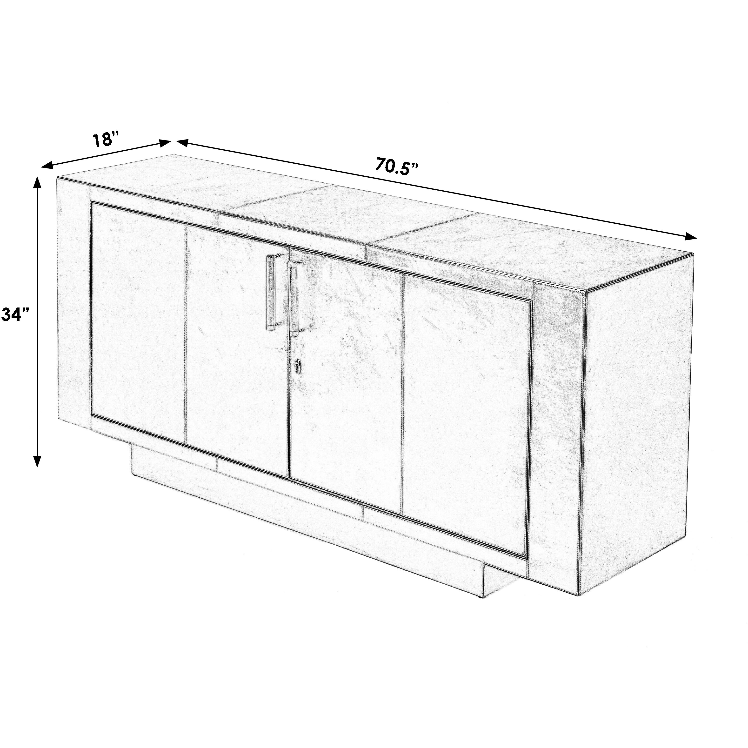 Francois Silver Leather 70.5" Buffet Sideboard in Silver