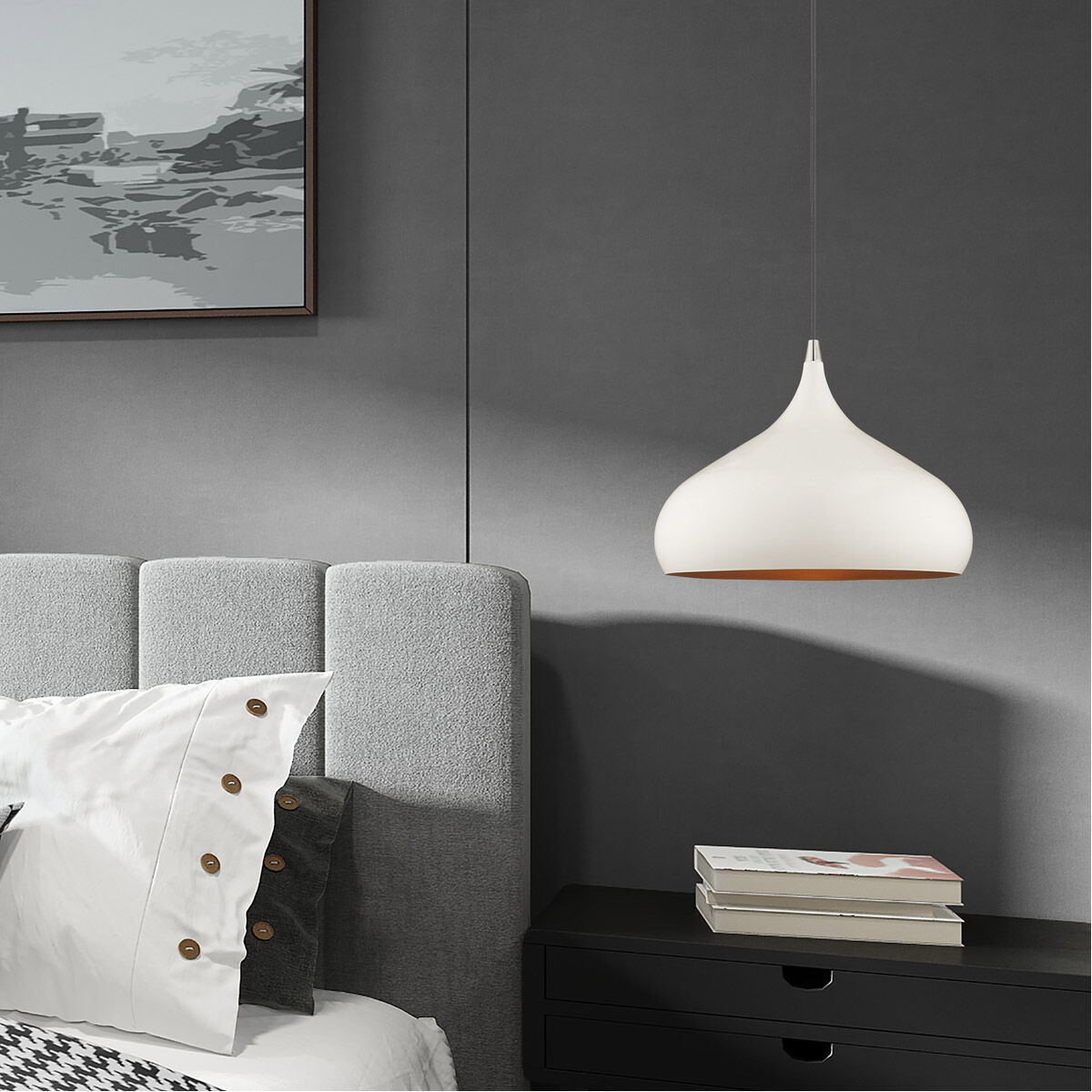 Allison 1 Light 13.75 inch Shiny White Mini Pendant Ceiling Light