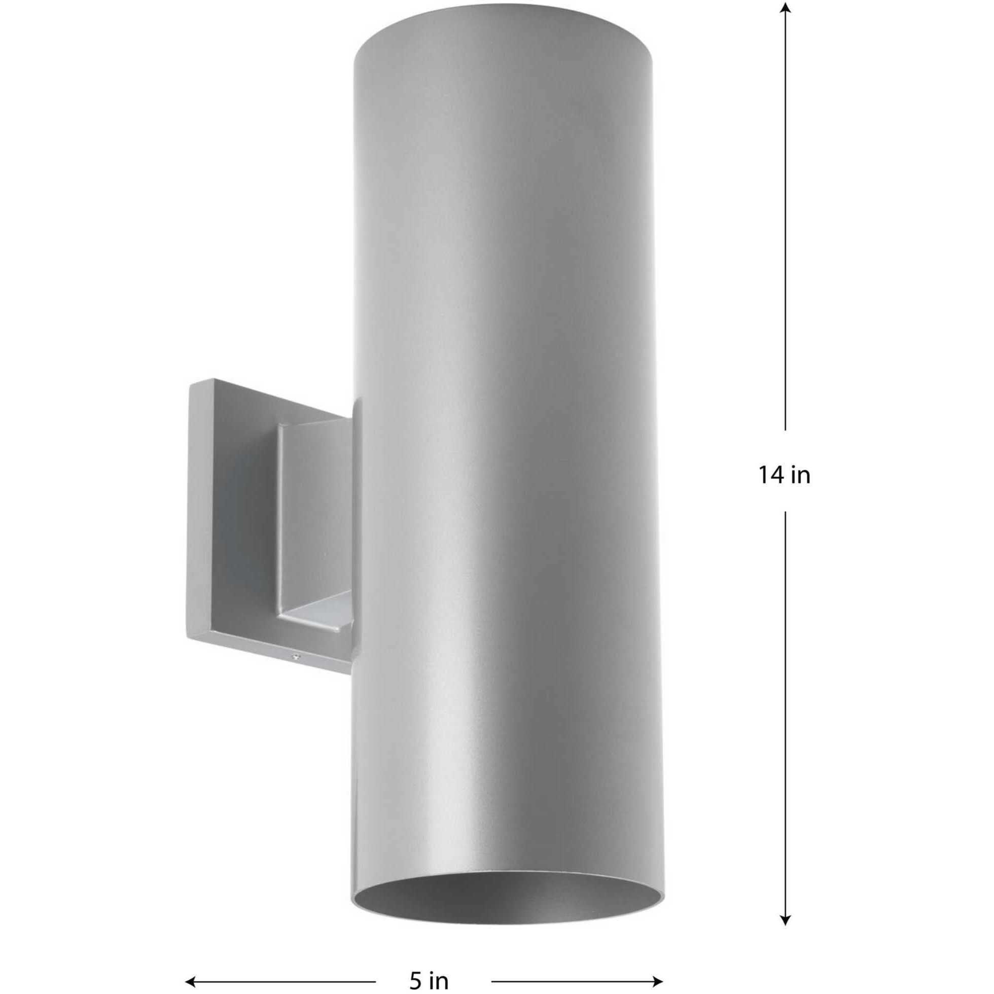 Cylinder Outdoor Wall Mount Up/Down Cylinder in Metallic Grey, LED Lamping, Progress LED