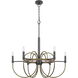 Seagrove 6 Light 31 inch Antique Brass and Dark Bronze and Wood Chandelier Ceiling Light, Candelabra Style