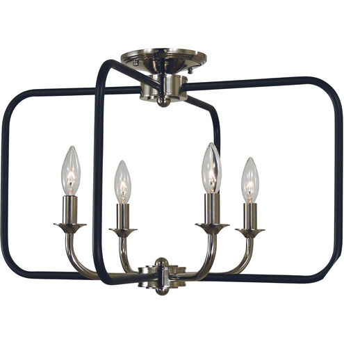 Boulevard 4 Light 22 inch Antique Brass with Matte Black Accents Semi-Flush Mount Ceiling Light