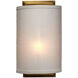 Riley LED 8 inch Antique Brass Wall Sconce Wall Light in White Linen, Inline