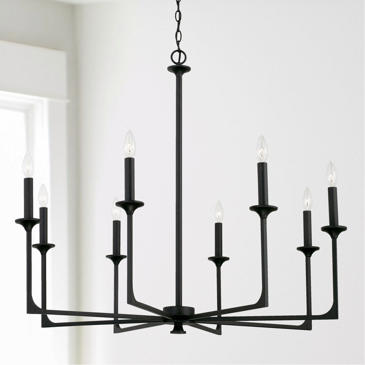 Clint 8 Light 38 inch Black Iron Chandelier Ceiling Light
