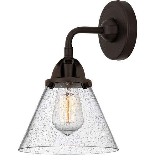 Nouveau 2 Large Cone LED 7.75 inch Oil Rubbed Bronze Sconce Wall Light in Seedy Glass