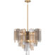 Torvento 9 Light 25.25 inch Legacy Brass Pendant Ceiling Light in Clear,  Grey and Amber Handmade Glass