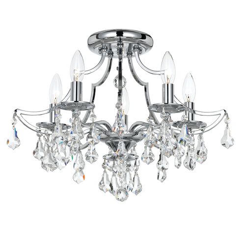 Cedar 5 Light 18.5 inch Polished Chrome Semi Flush Ceiling Light in Clear Swarovski Strass