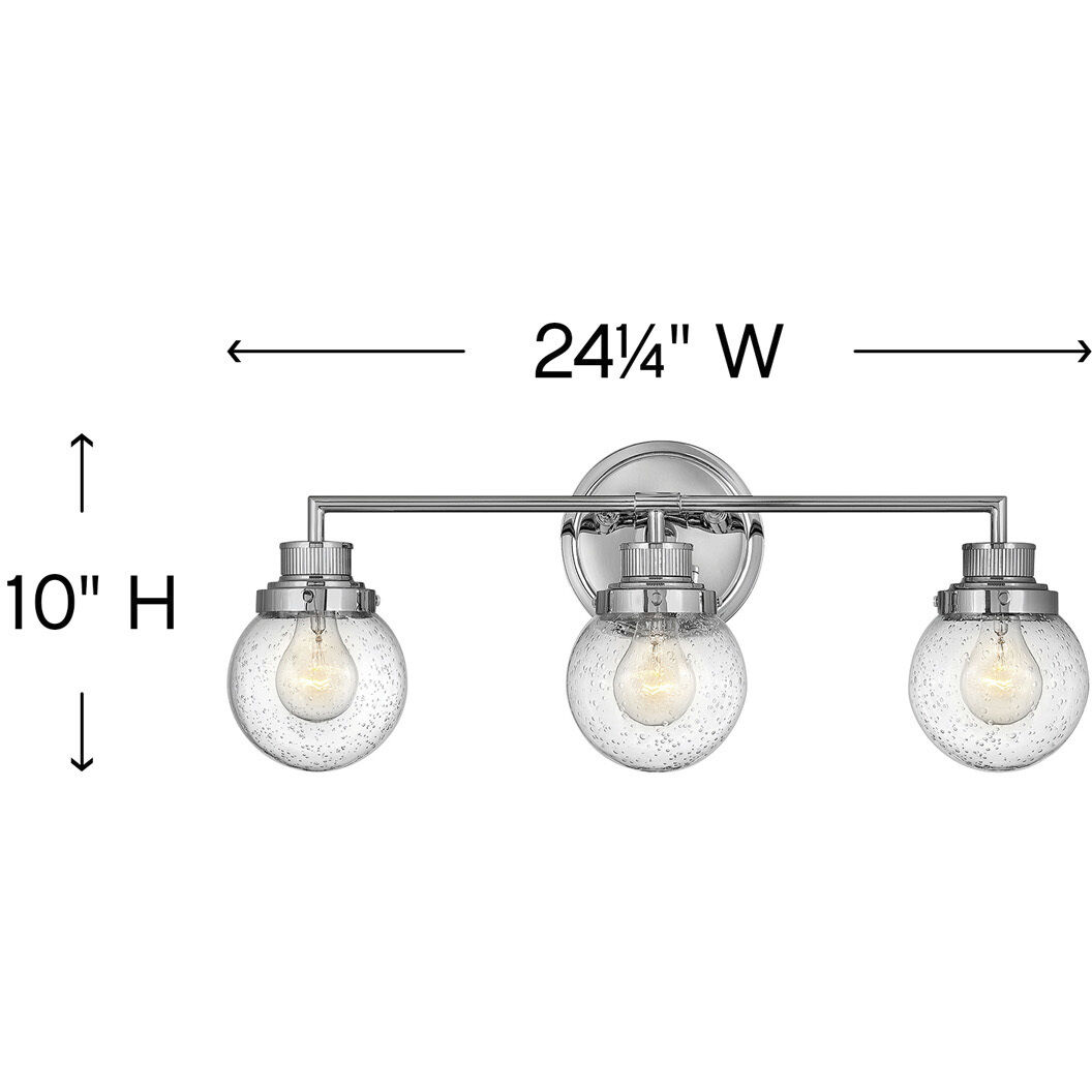 Poppy 3 Light 24.25 inch Chrome Vanity Light Wall Light
