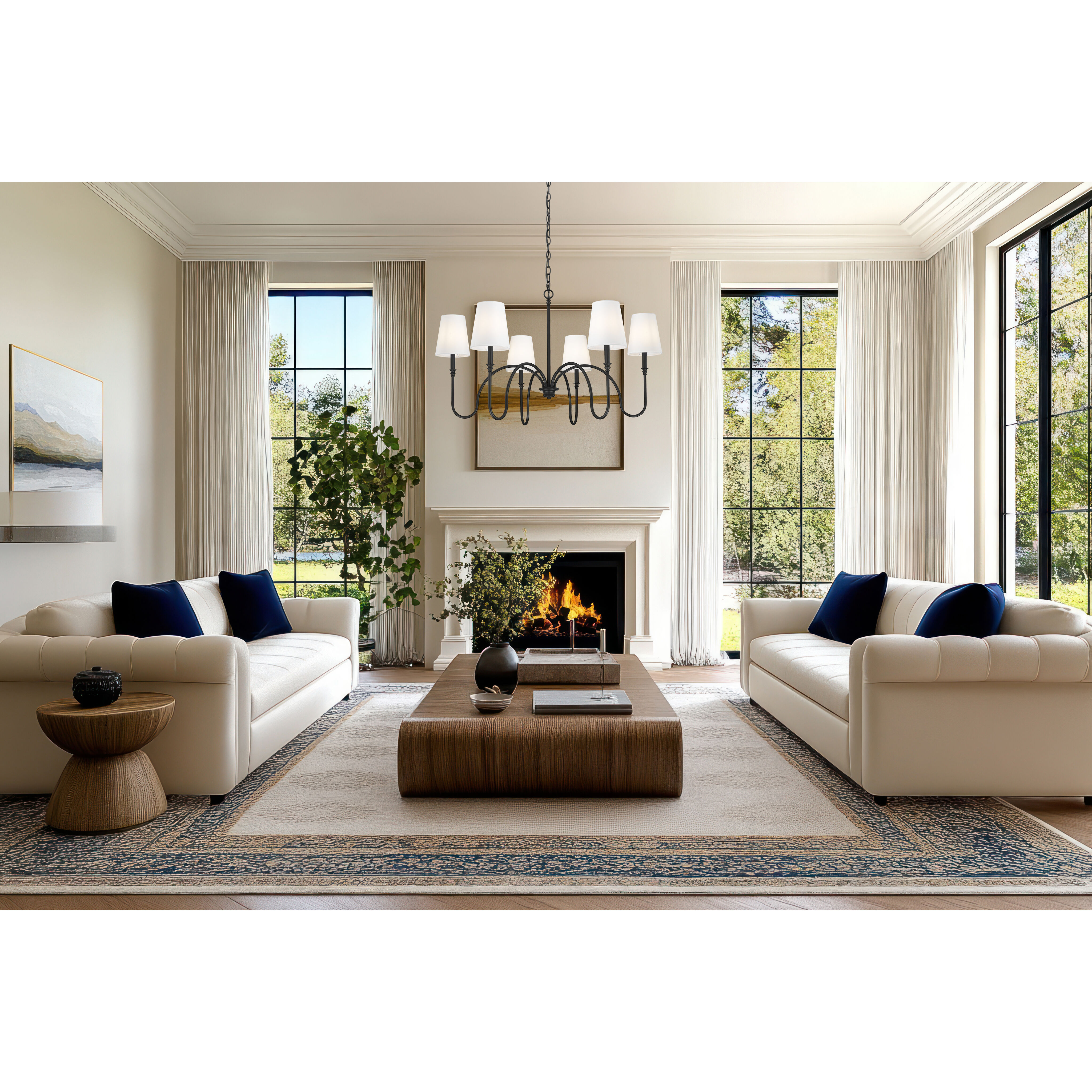 Jisele 6 Light 41.75 inch Matte Black Chandelier Ceiling Light