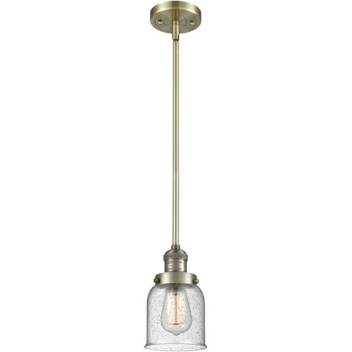 Franklin Restoration Bell LED 5 inch Antique Brass Mini Pendant Ceiling Light in Seedy, Franklin Restoration