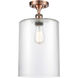 Ballston Large Cobbleskill LED 9 inch Antique Copper Semi-Flush Mount Ceiling Light in Clear Glass, Ballston