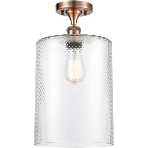 Ballston Large Cobbleskill 1 Light 9 inch Antique Copper Semi-Flush Mount Ceiling Light in Clear Glass, Ballston