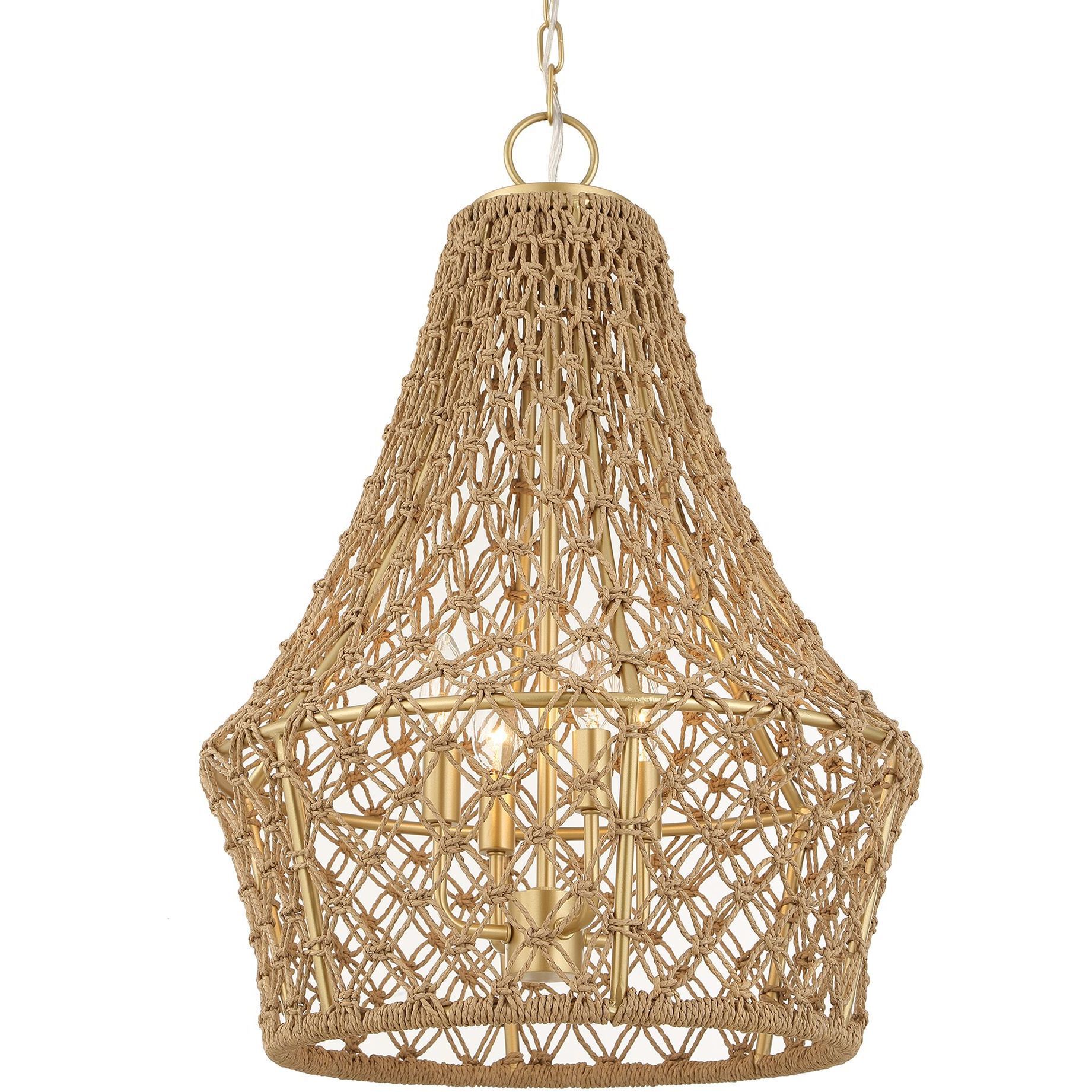 Macrame 4 Light 18 inch Brushed Gold Pendant Ceiling Light