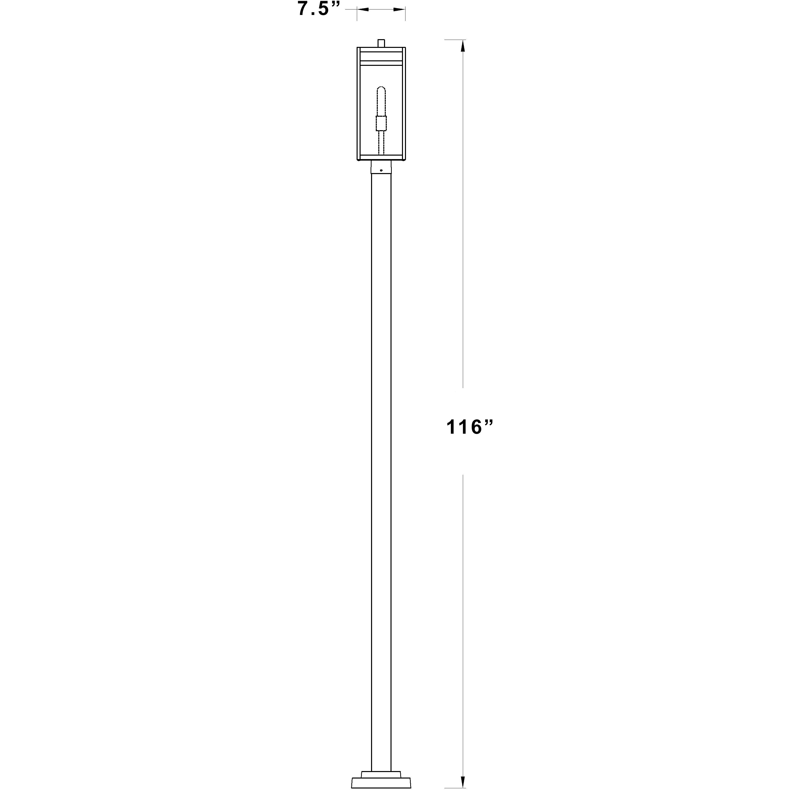 Nuri 1 Light 115 inch Black Outdoor Post Mounted Fixture