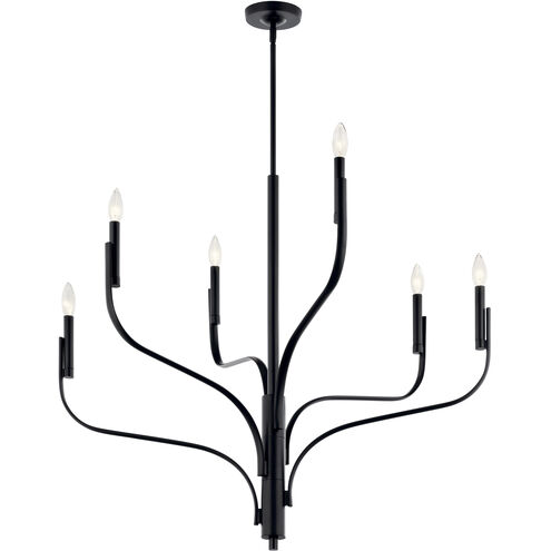 Livadia 6 Light Black Chandelier Ceiling Light, 1 Tier Medium