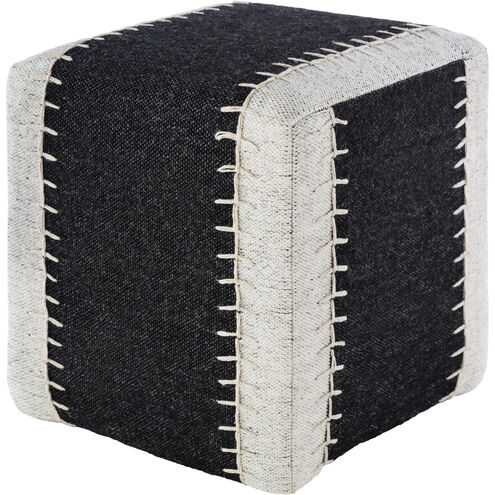 Niko 18 inch Black Pouf, Cube