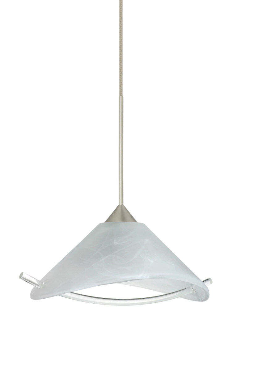 Hoppi 1 Light Satin Nickel Pendant Ceiling Light in Marble/Clear Glass, Halogen