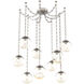 Aster 9 Light 18.7 inch Beige Silver Swag Multi-Pendant Ceiling Light in Amber, Diamond Chain
