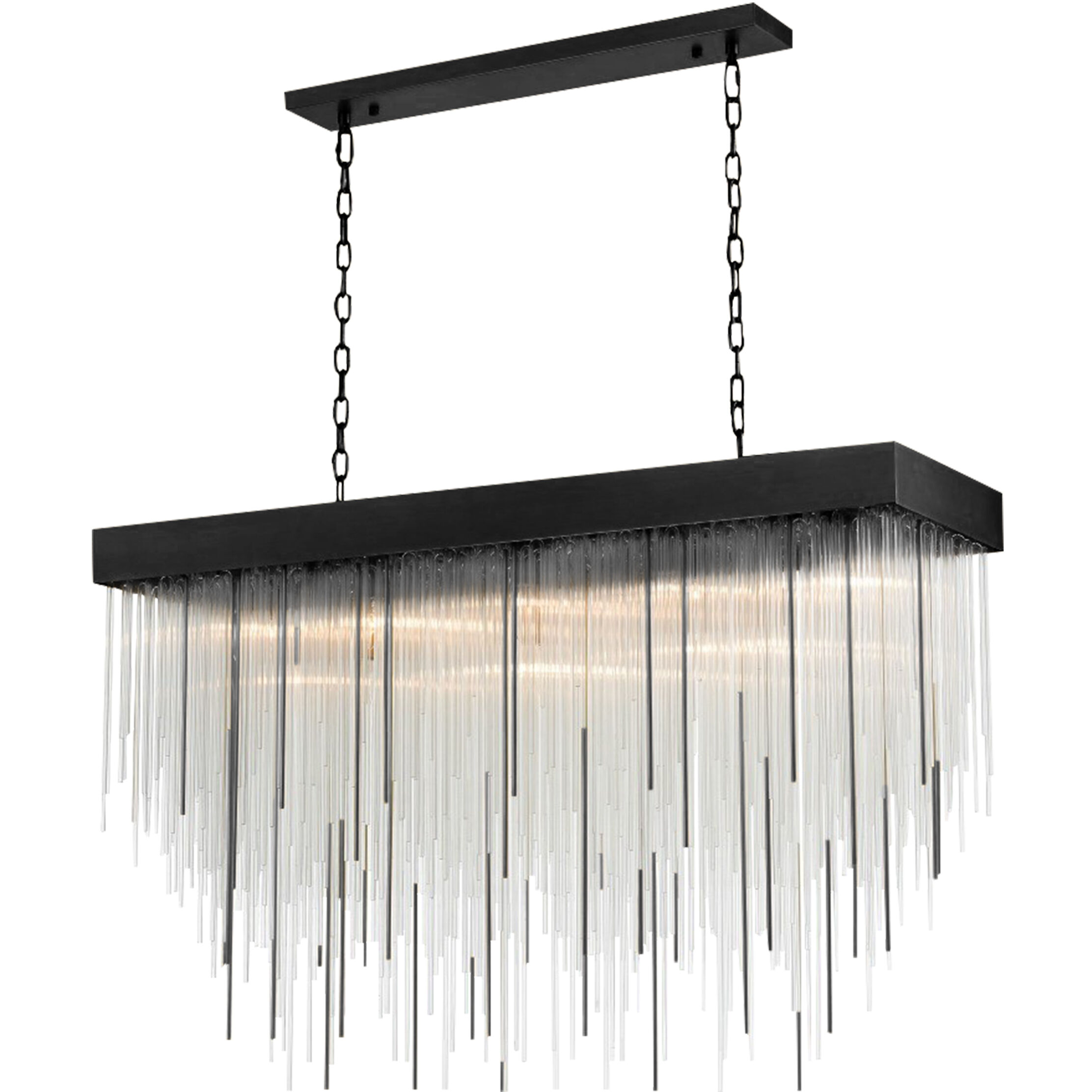 Waterfall 17 Light 14.25 inch Satin Brushed Black Chandelier Ceiling Light