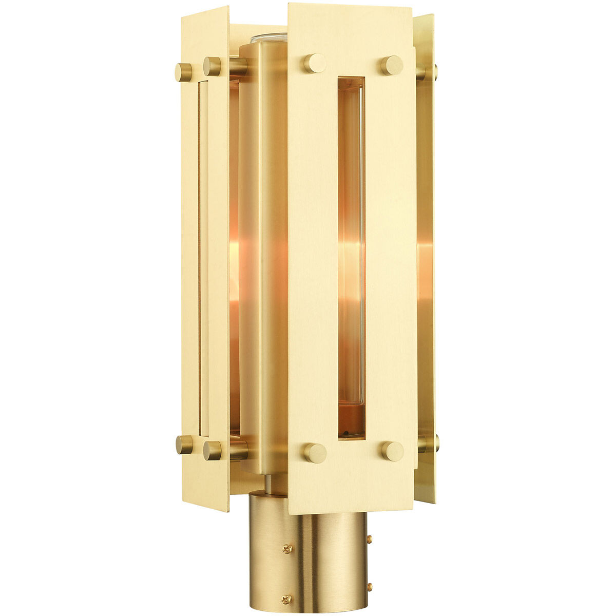 Utrecht 1 Light 16 inch Satin Brass Outdoor Post Top Lantern