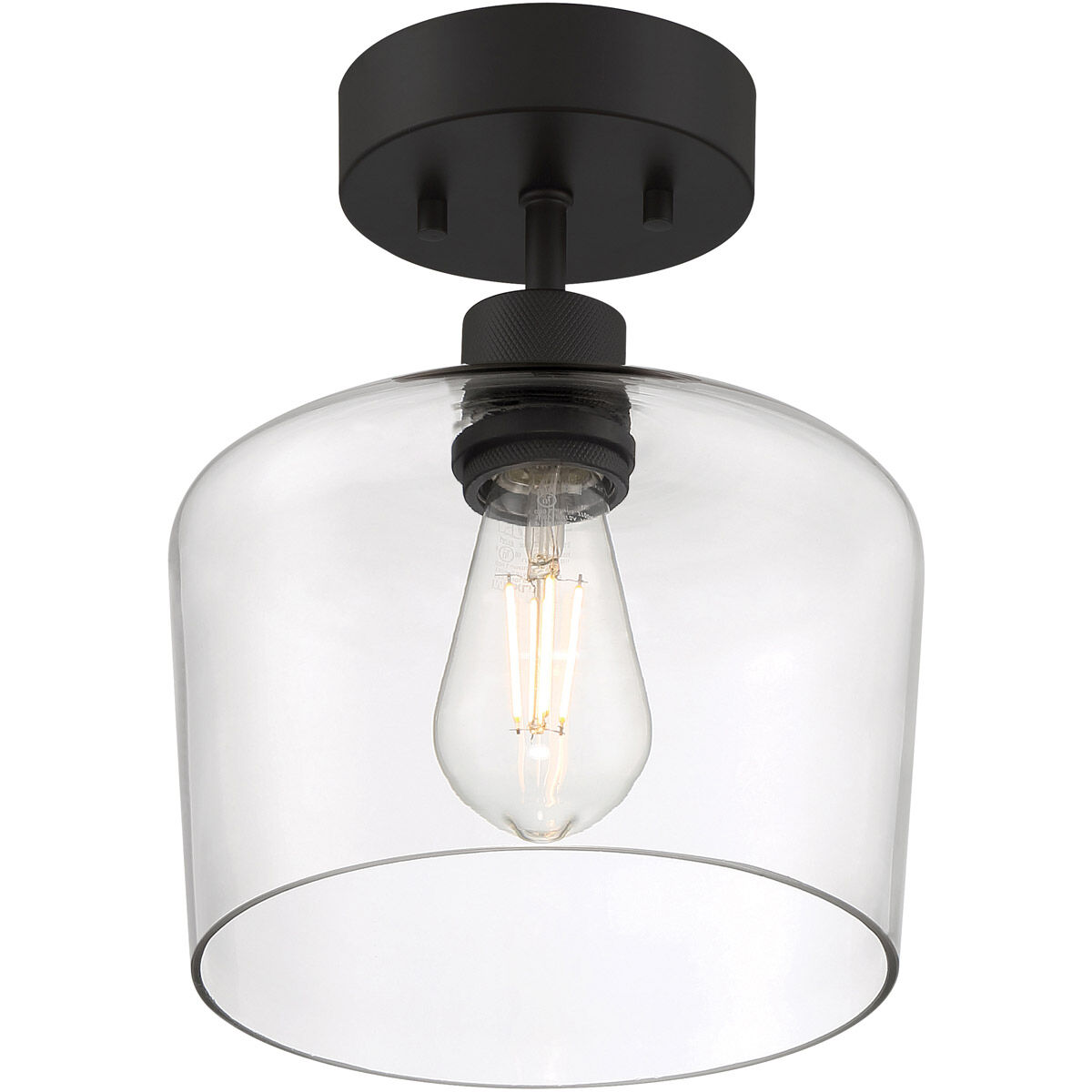 Port Nine LED 9 inch Matte Black Semi-Flush Ceiling Light