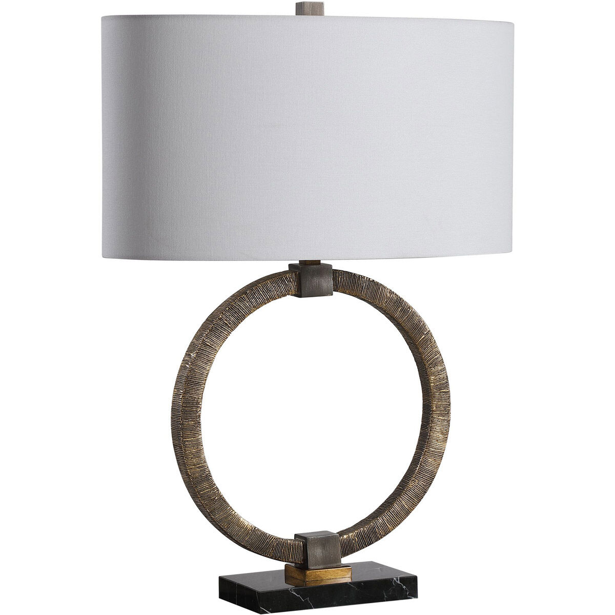 Relic 26 inch 150.00 watt Antiqued Gold with Dark Bronze and Black Marble Table lamp Portable Light