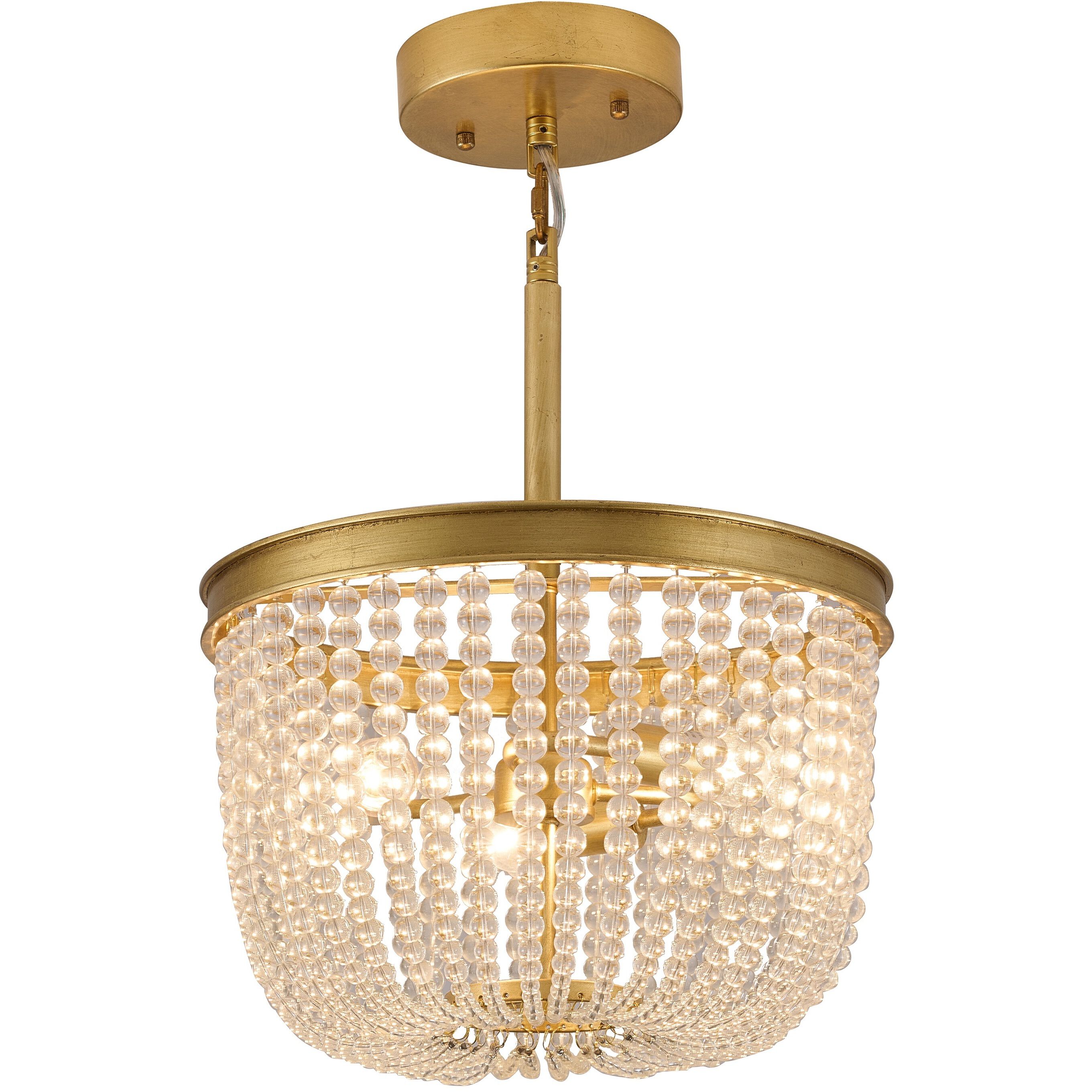 LA Series 3 Light 14 inch Chrome Semi Flush Mount Ceiling Light