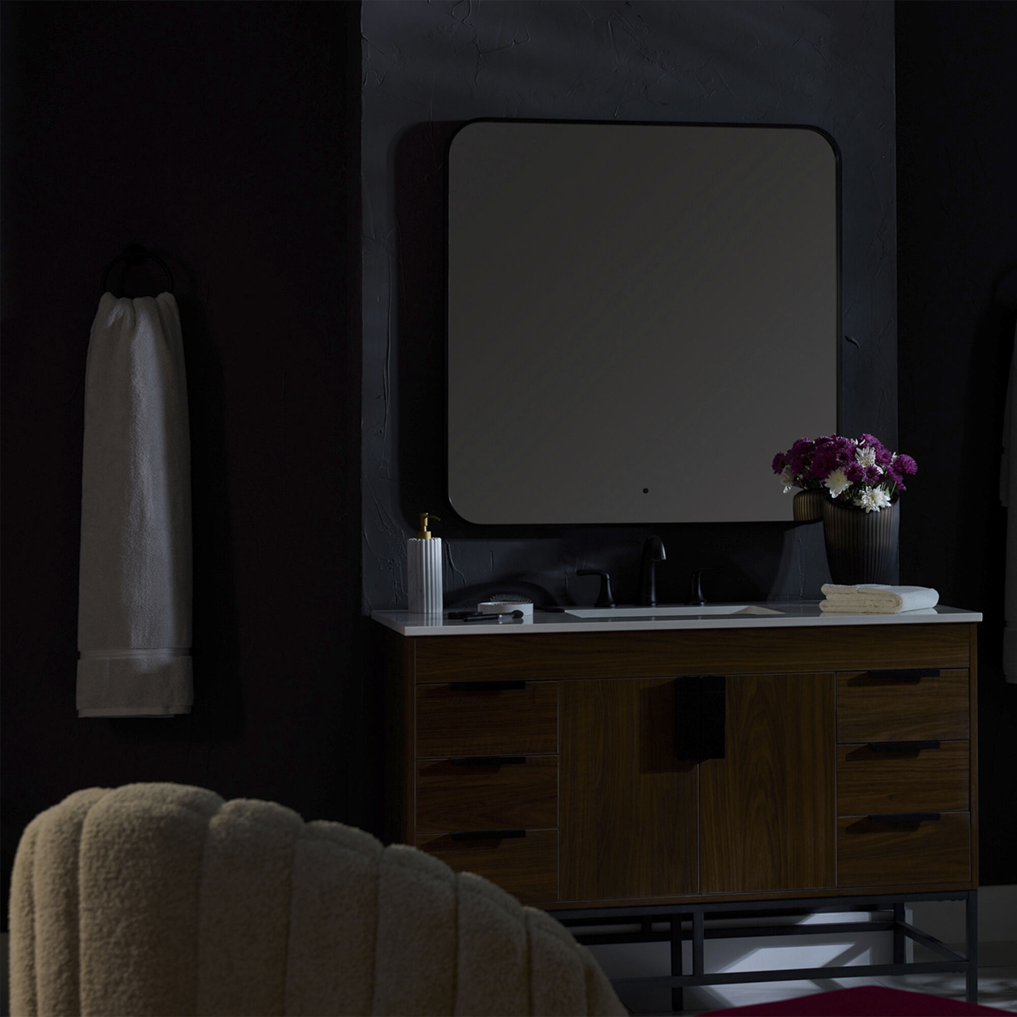 Avior 36 X 24 inch Black LED Lighted Mirror, Vanita by Oxygen