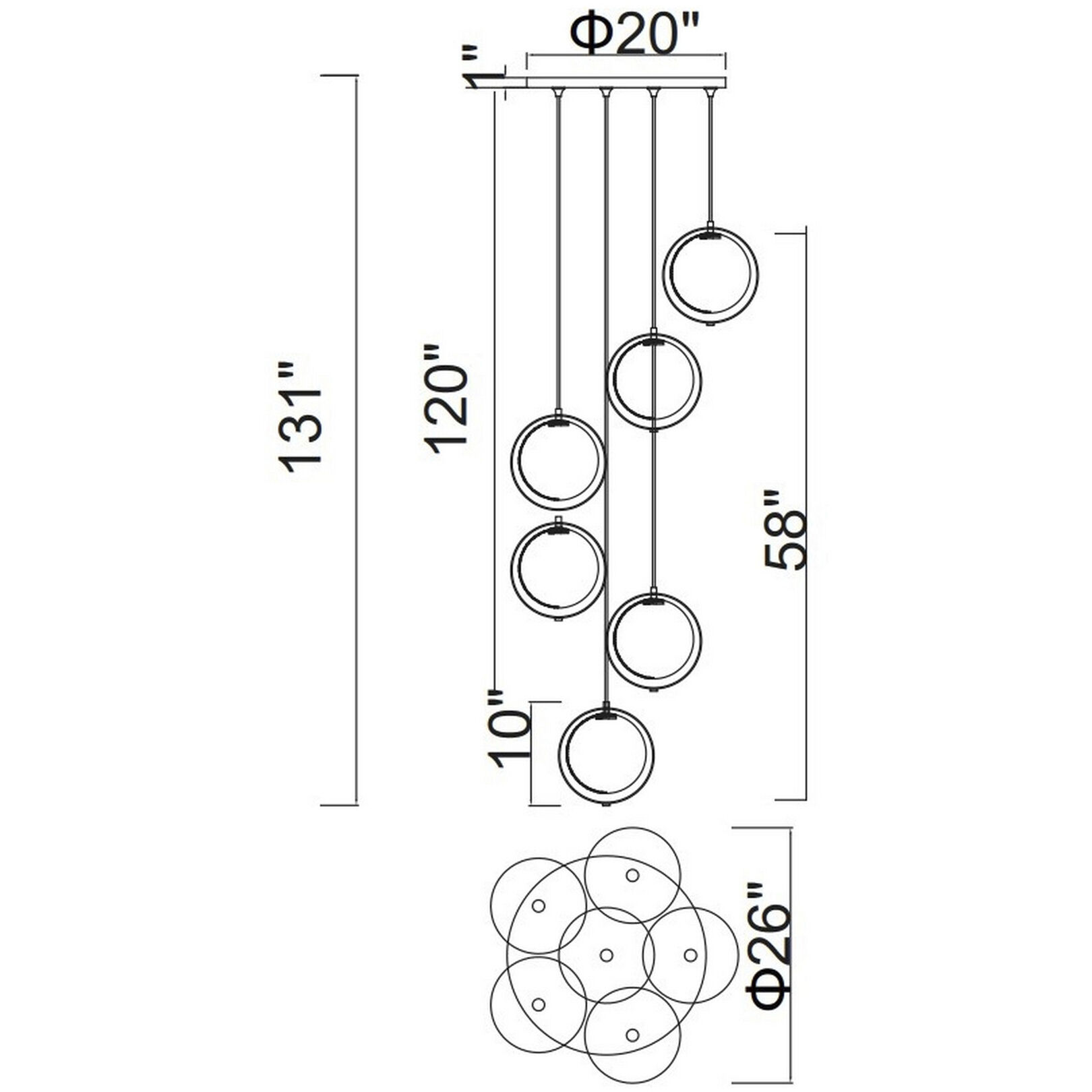 Da Vinci LED 26 inch Brass Multi Light Pendant Ceiling Light