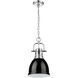 Yep Duncan Pendant Ceiling Light in Chrome, Black, Small