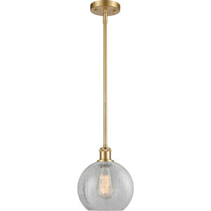 Ballston Athens 1 Light 8 inch Satin Gold Pendant Ceiling Light in Clear Crackle Glass, Ballston
