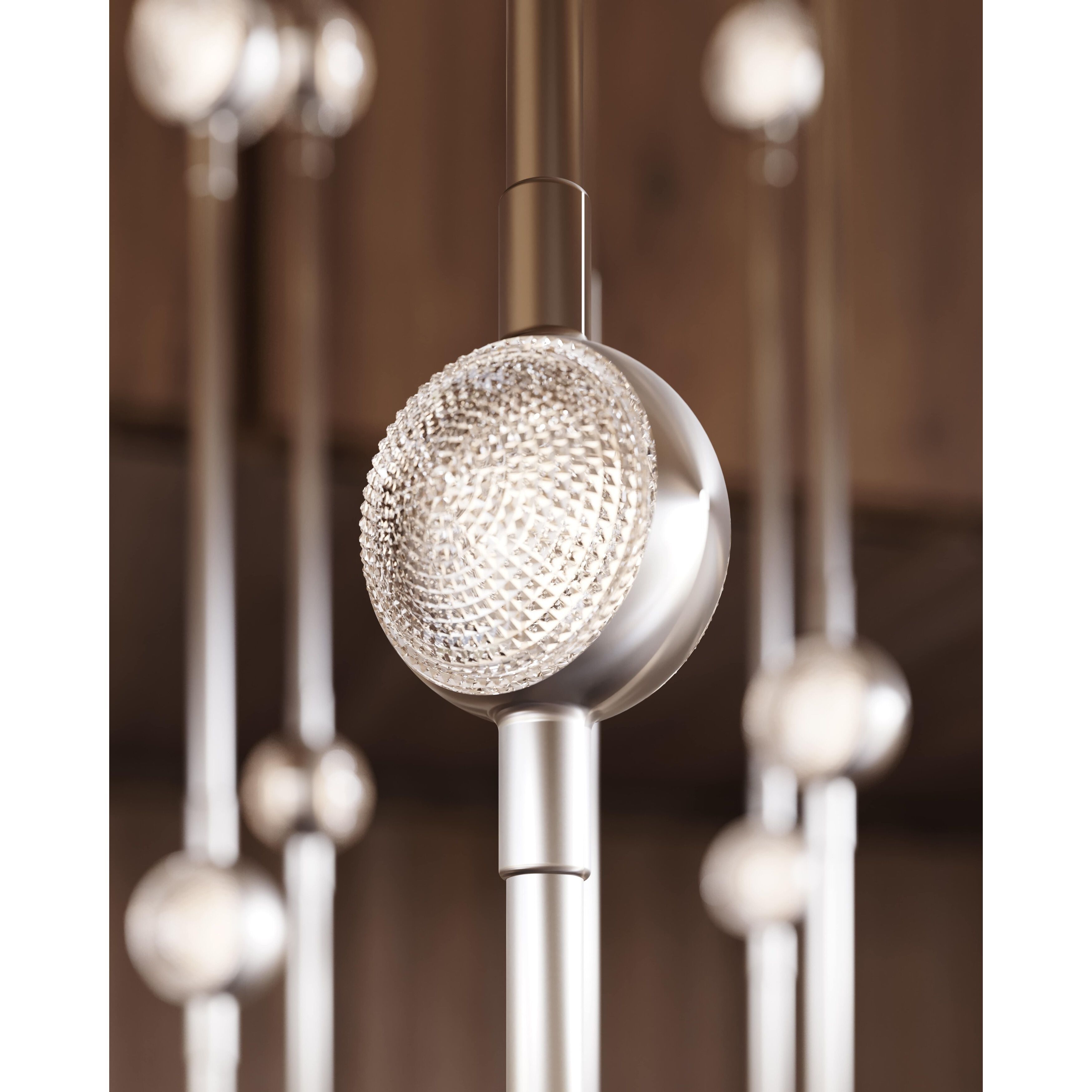 Constellation Andromeda LED 21.5 inch Satin Nickel Chandelier Ceiling Light in 3000K, Clear Faceted Acrylic, 10 FT. Cord