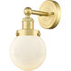 Beacon Sconce Wall Light in Satin Gold, Matte White