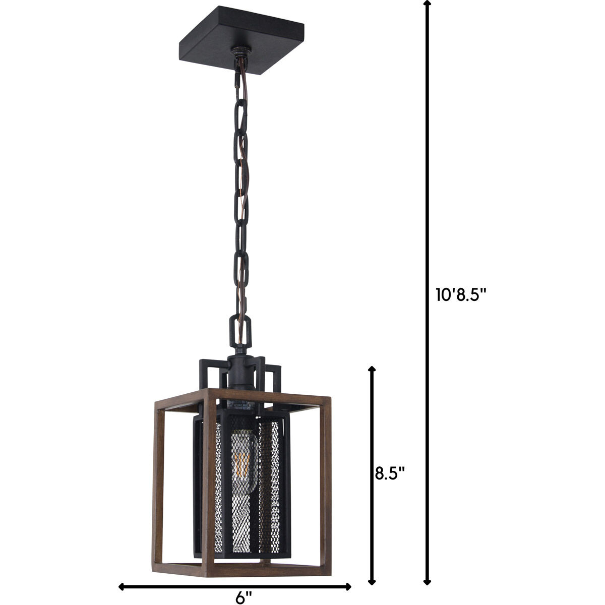 Rio Lobo 1 Light 6 inch Dark Oak with Black Mini Pendant Ceiling Light