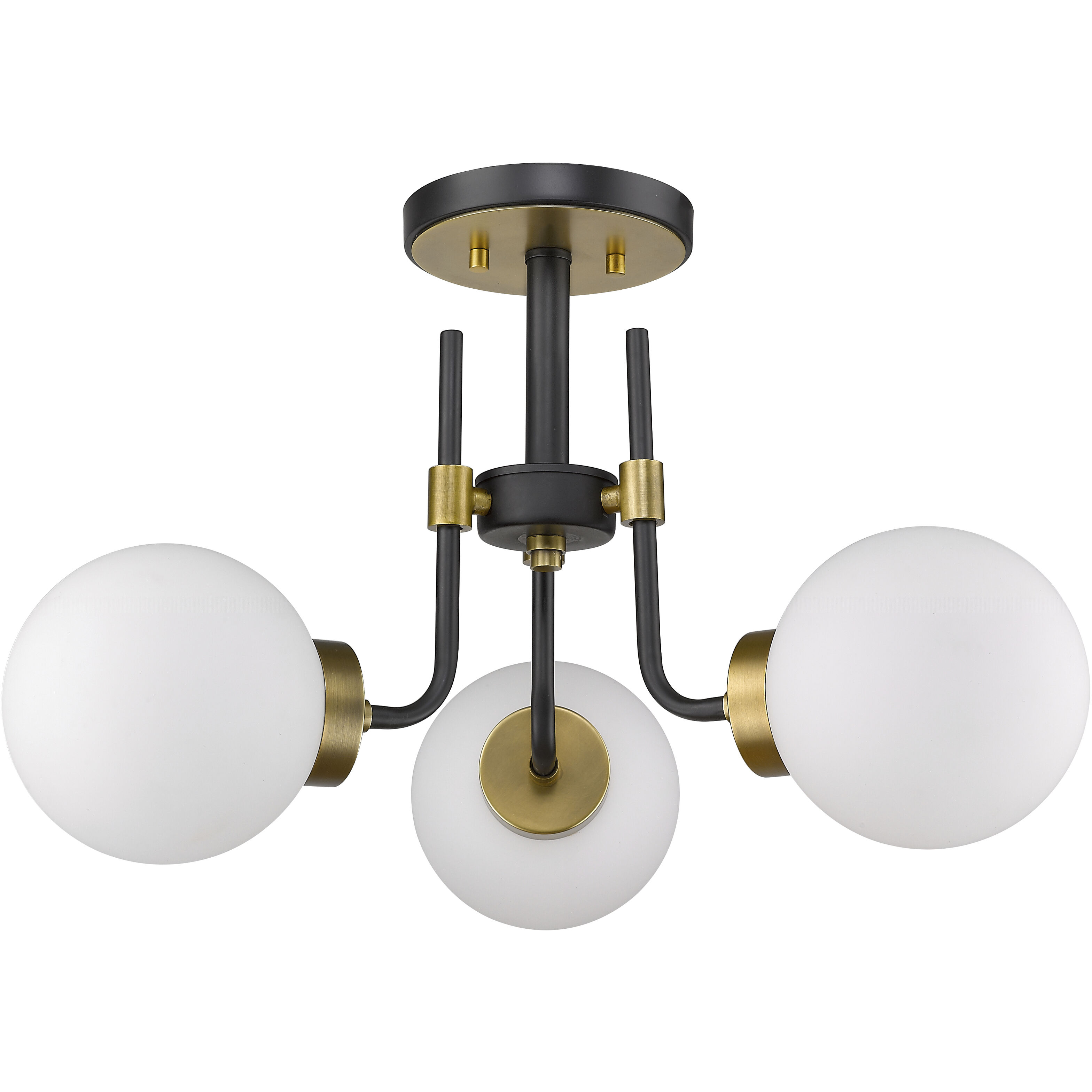 Parsons 3 Light 22 inch Matte Black and Olde Brass Semi Flush Mount Ceiling Light